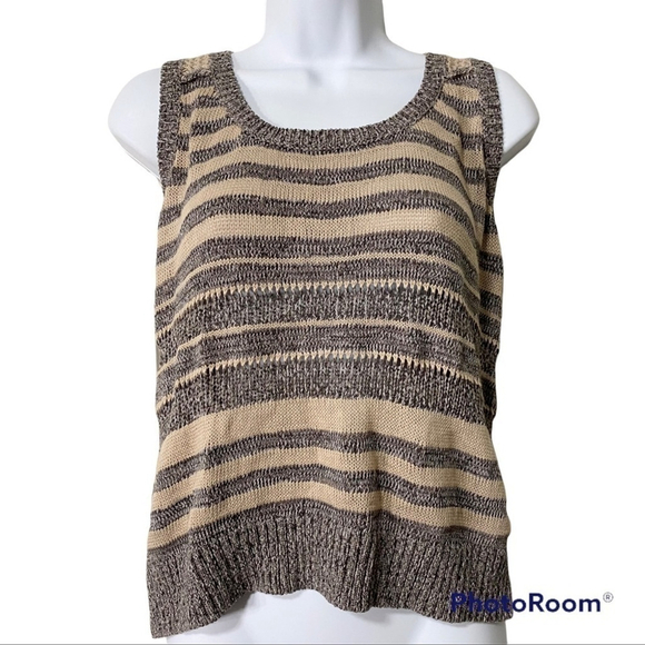 Bcbgeneration sleeveless sweater striped NWT size xs tan gray taupe - Picture 1 of 8
